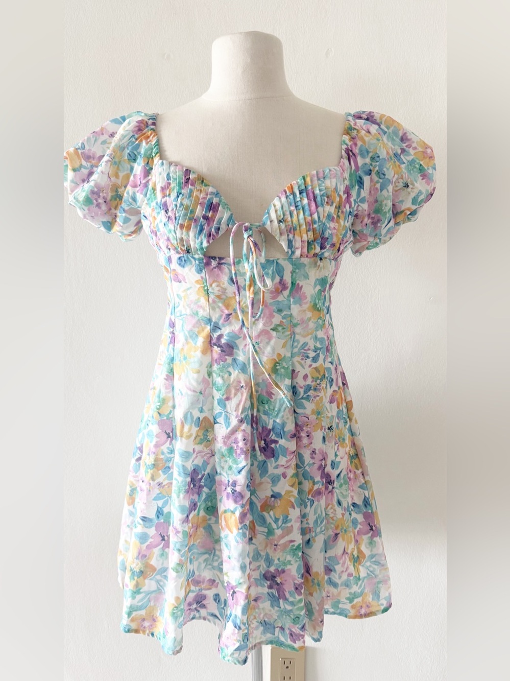 Princess Polly Floral Pastel Short Sleeve Mini Dress Size US 4